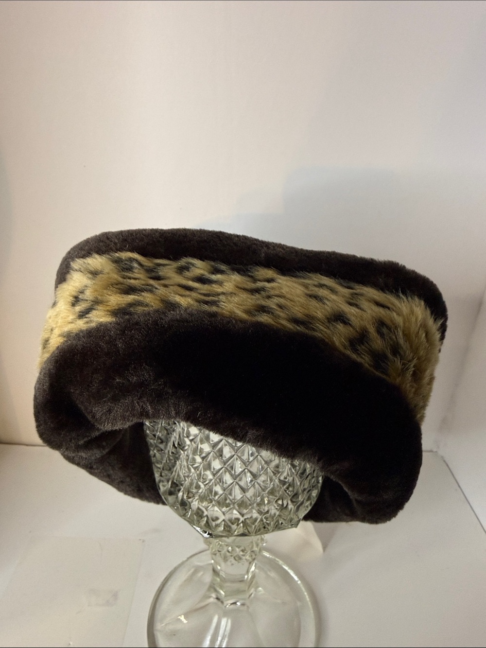 Forever 21 Faux Fur Headband - Black with Leopard Print